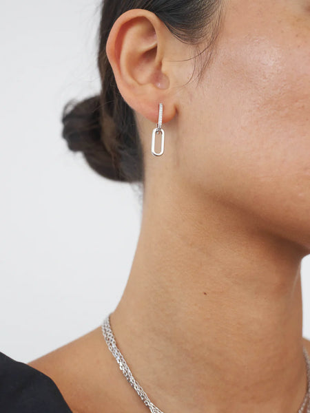 Celine Earrings Silver Pavé