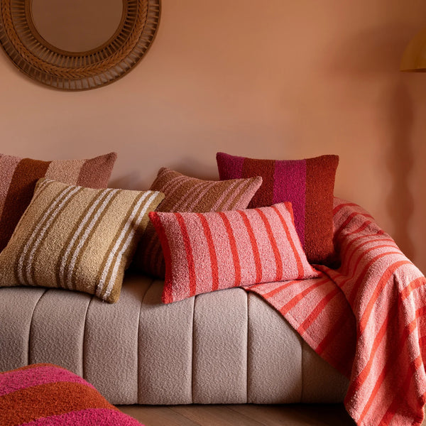 Boucle Thin Stripe Pink 60x40 Cushion