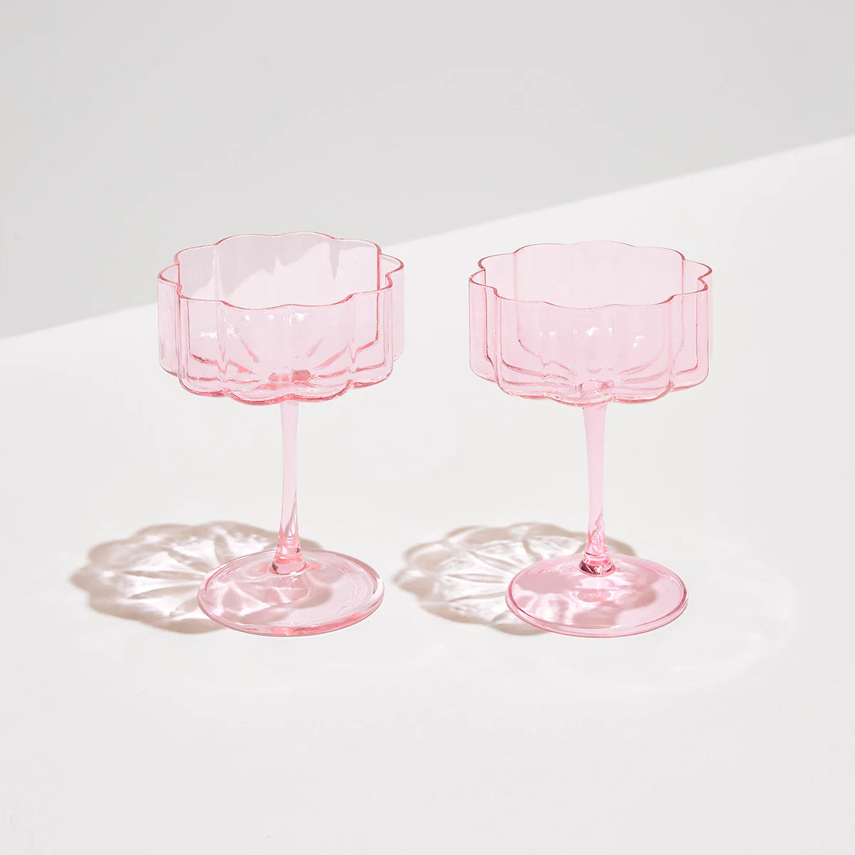 Two x Wave Coupe Glasses Pink