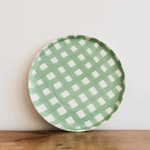 Mint Green Gingham Platter