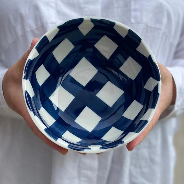 Navy Gingham Bowl Small