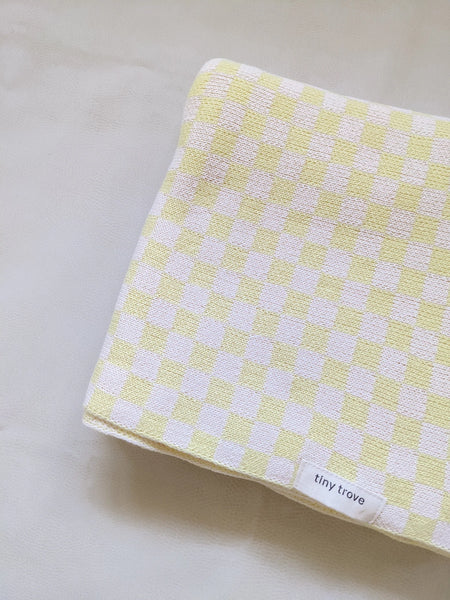 Revie Checkerboard Knit Blanket Lemon