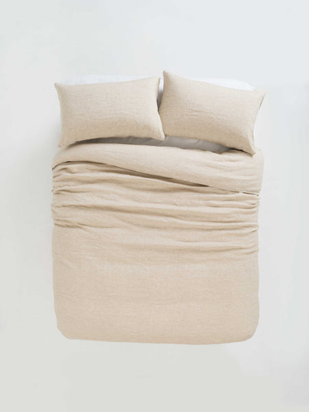 Chambray Linen Pillowcase Pair Oatmeal
