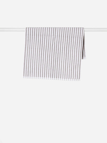 Wide Stripe Cotton Bath Towel Range Grey/White