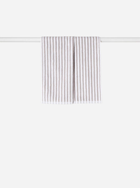 Wide Stripe Cotton Bath Towel Range Grey/White