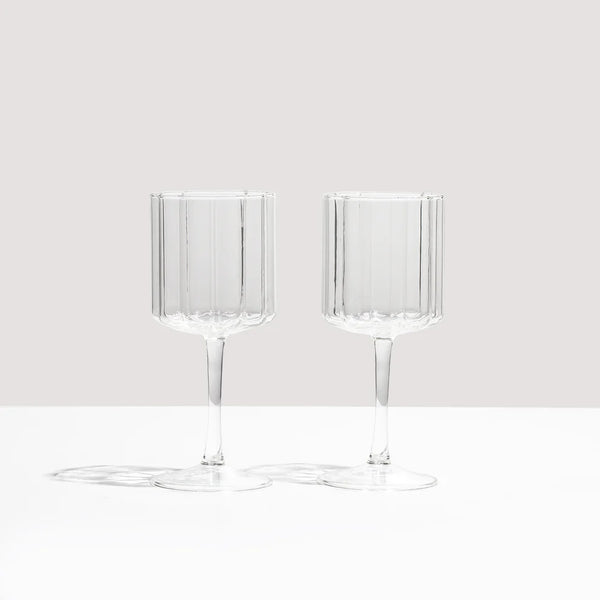 Two x Wave Wine Glasses Clear