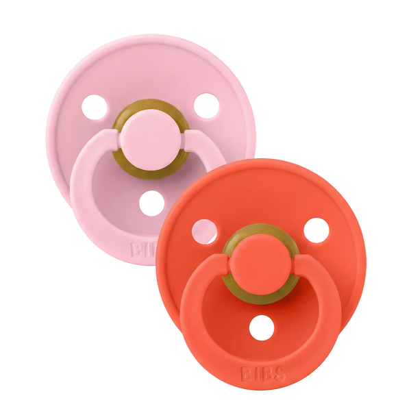 BIBS Dummies Size 1 Baby Pink & Tango (2 Pack)