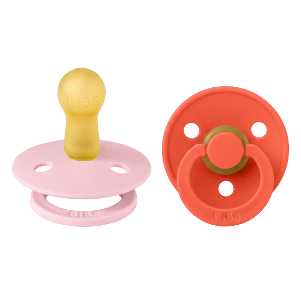 BIBS Dummies Size 2 Baby Pink & Tango (2 Pack)