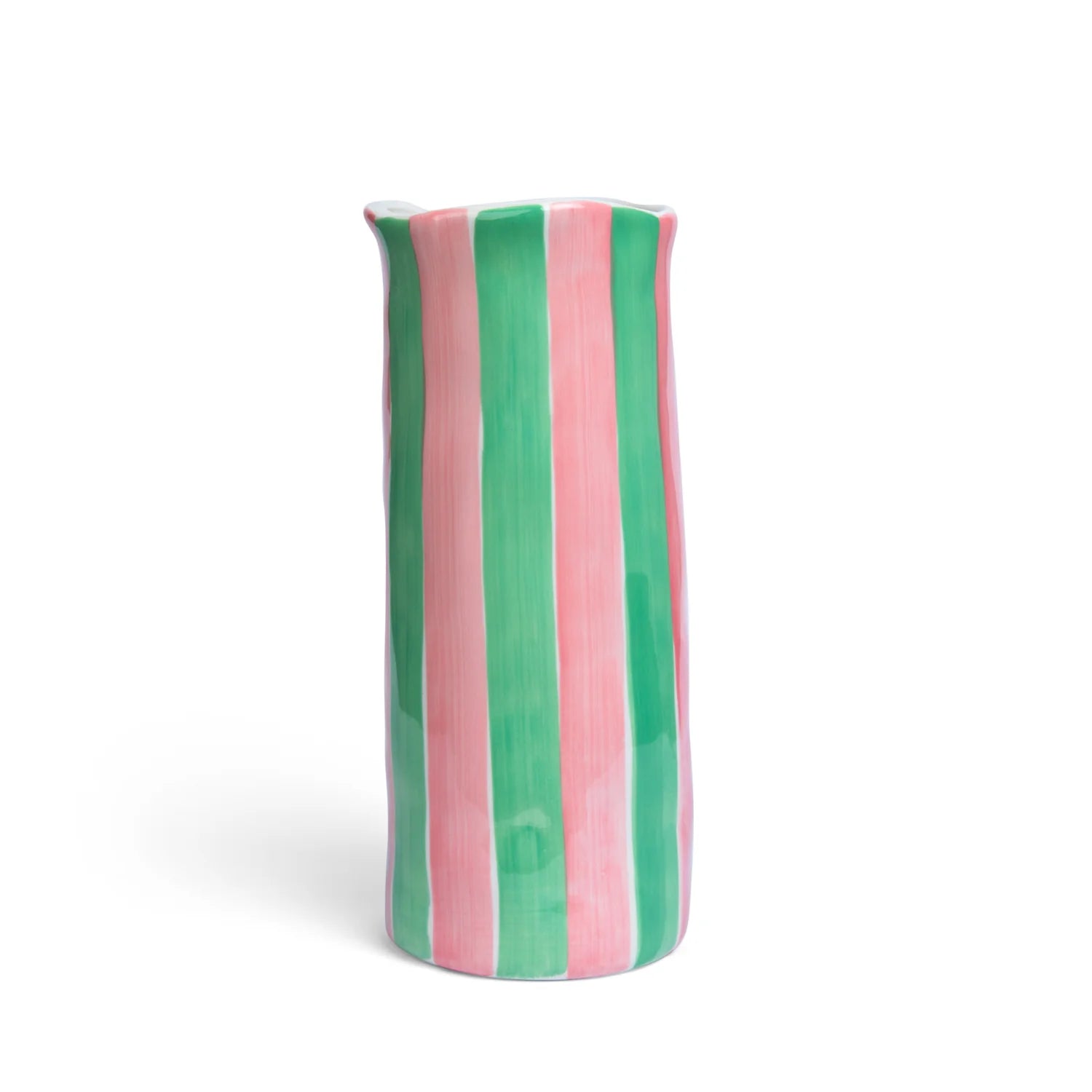 Small Pink & Mint Green Stripe Vase