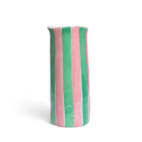 Small Pink & Mint Green Stripe Vase