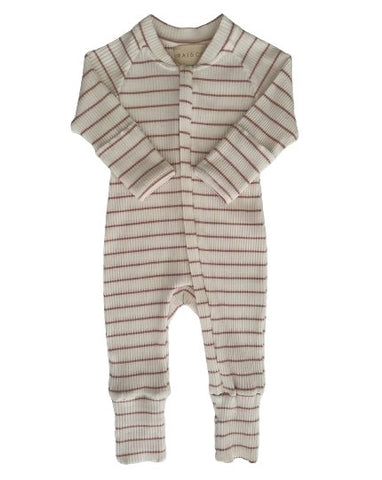 Striped Ribbed Jumpsuit Pink