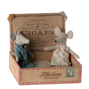 Mum and Dad Mice in Cigarbox