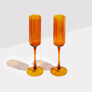 Two x Wave Flutes Amber