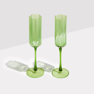 Two x Wave Flutes Green