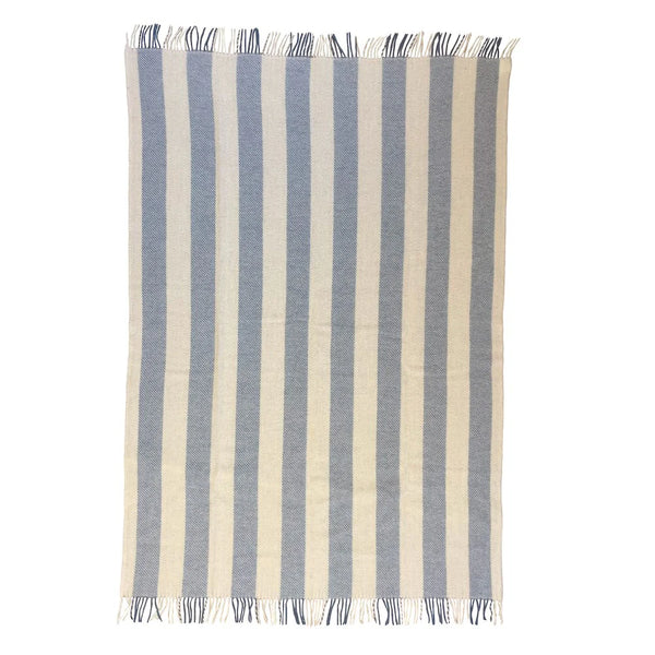 Gotland Vertical Stripe Wool Blanket Heavenly Blue