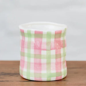 Gorgeous Japanese Honeysuckle Pink & Green Gingham Candle Medium