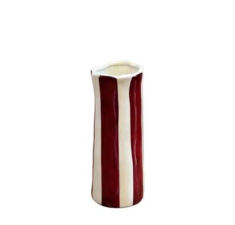 Small Burgundy Stripe Vase