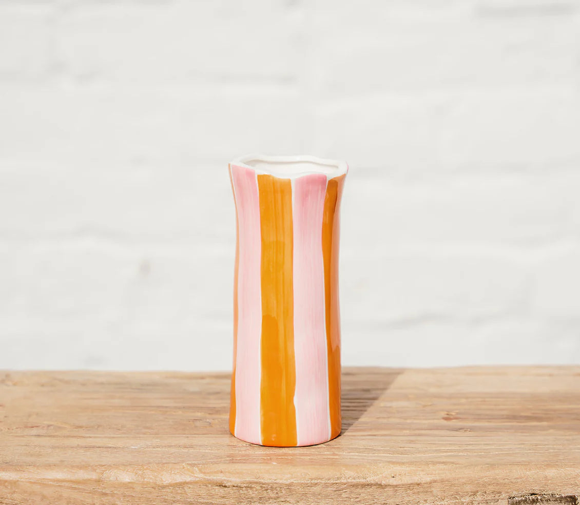 Small Pink & Orange Stripe Vase