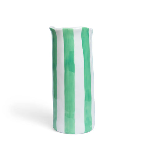Medium Green & White Stripe Vase