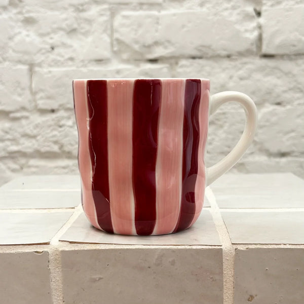 Pink and Burgundy Stripe Mug