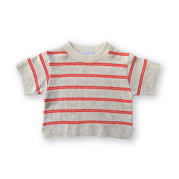 Knitted Terry Stripe Tee Dune/Rosso