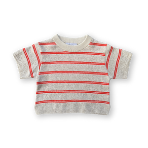 Knitted Terry Stripe Tee Dune/Rosso