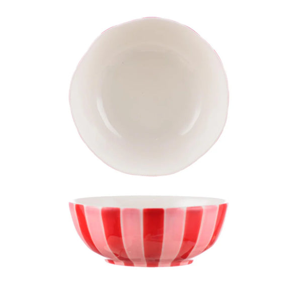Pink and Red Stripe Bowl Medium
