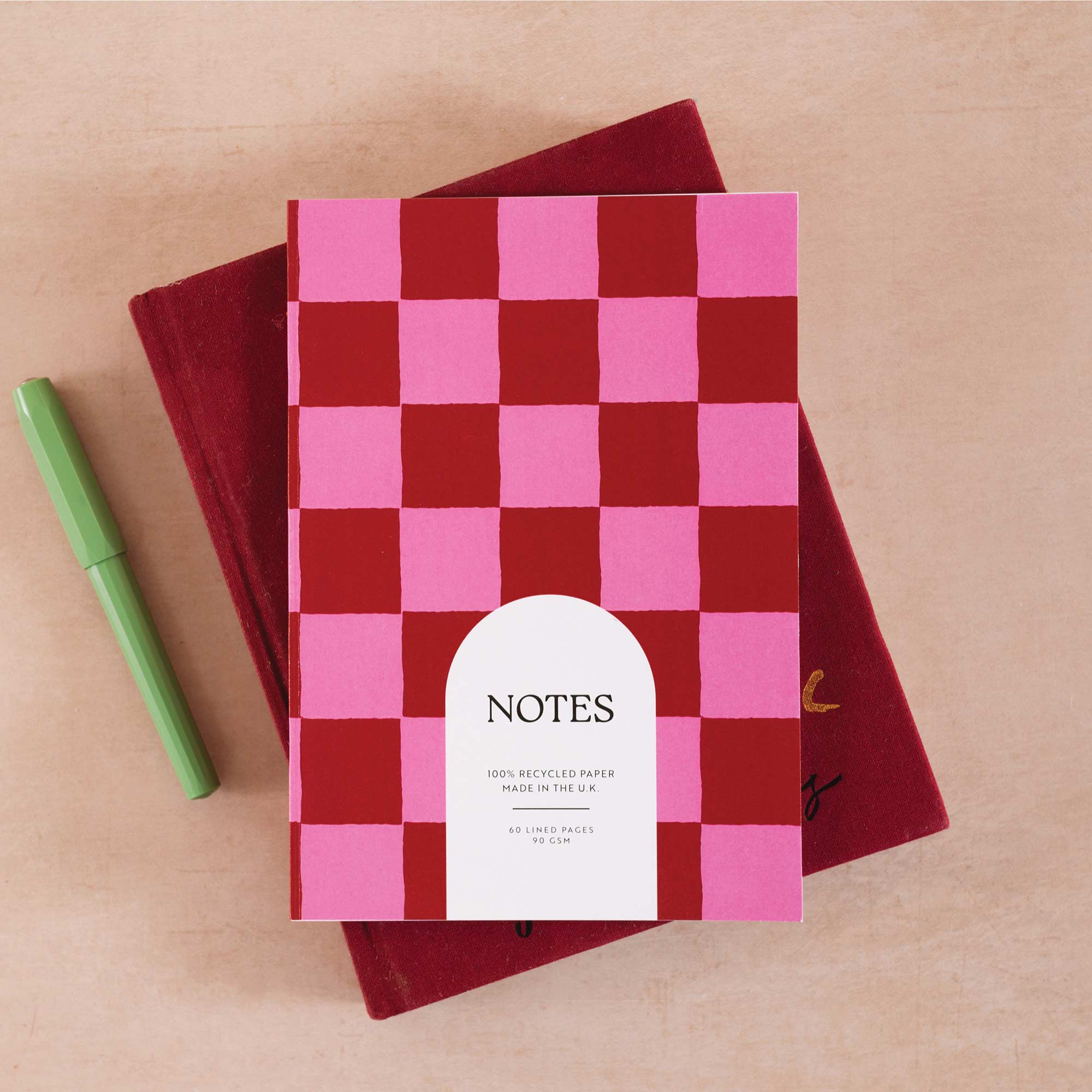 Burgundy Check A5 Notebook
