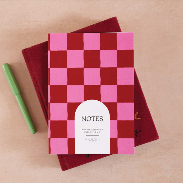 Burgundy Check A5 Notebook