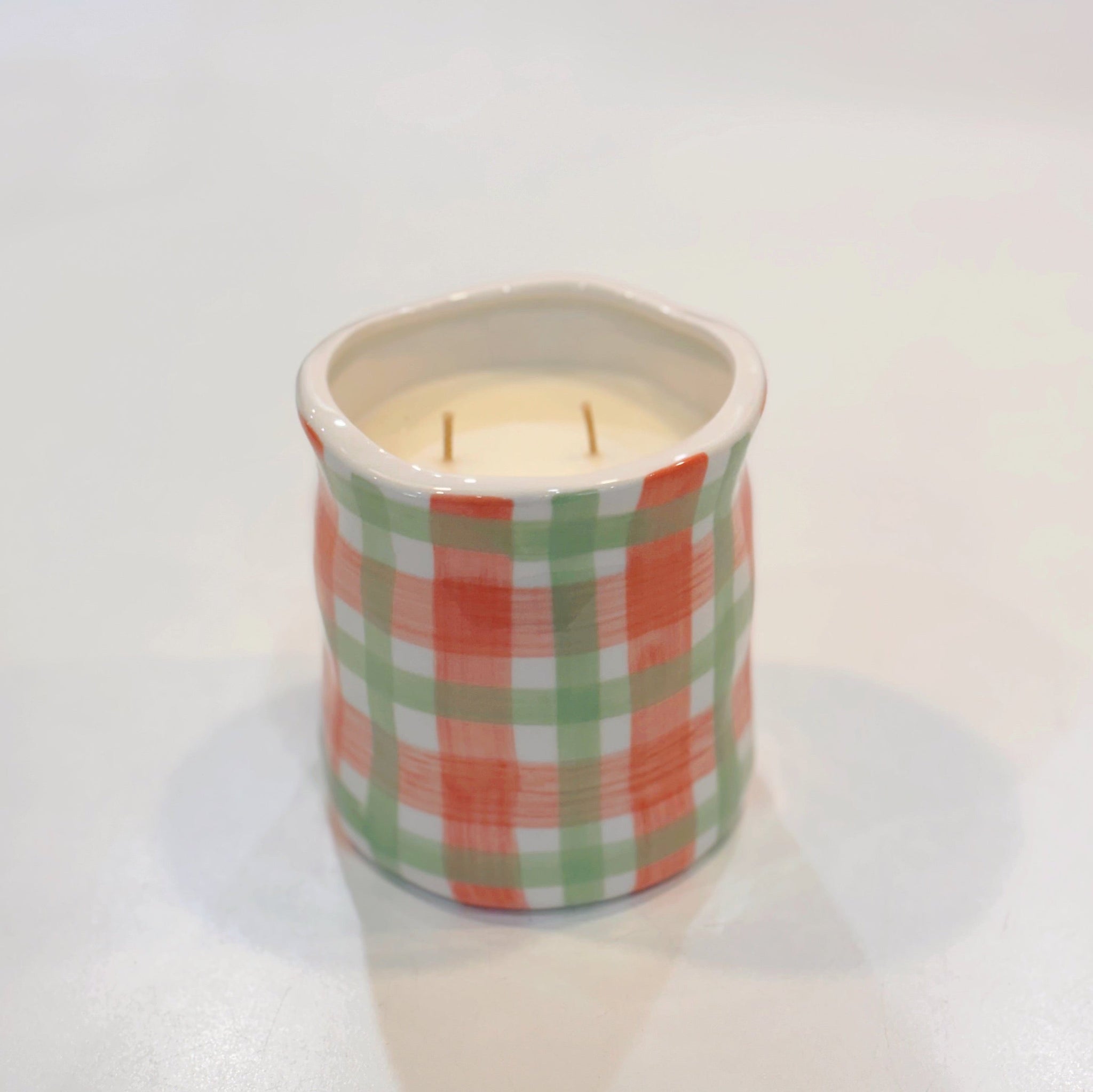 Gorgeous Japanese Honeysuckle Pink & Green Gingham Candle