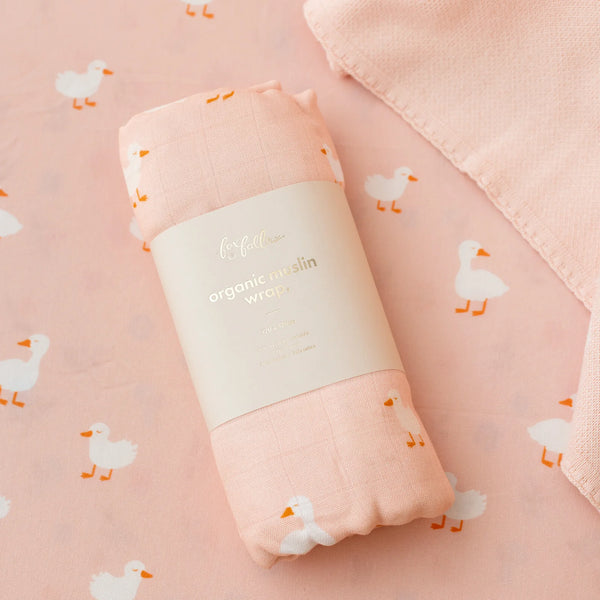 Pink Ducks Organic Muslin Wrap Swaddle