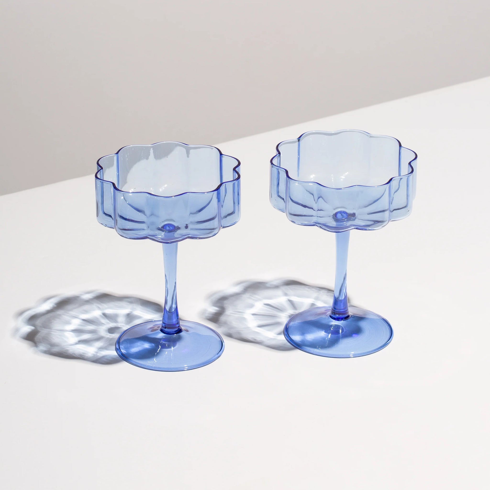 Two x Wave Coupe Glasses Blue