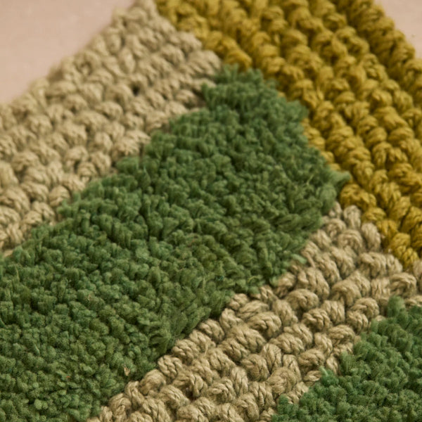 Stripe Khaki Reversible Long Bath Mat