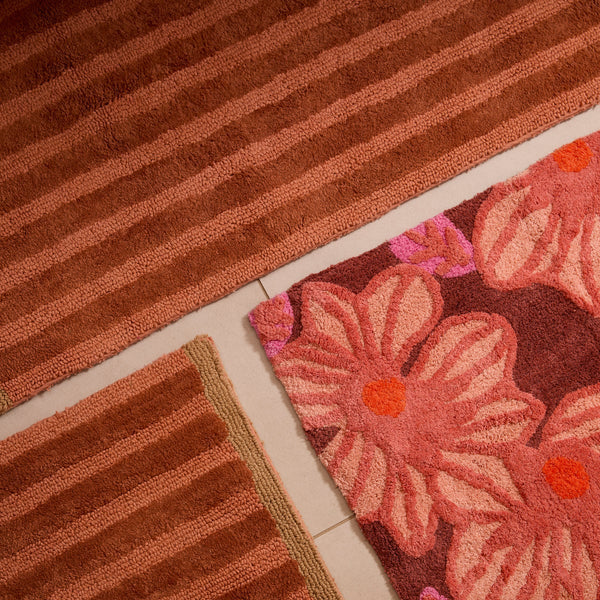 Stripe Terracotta Reversible Bath Mat