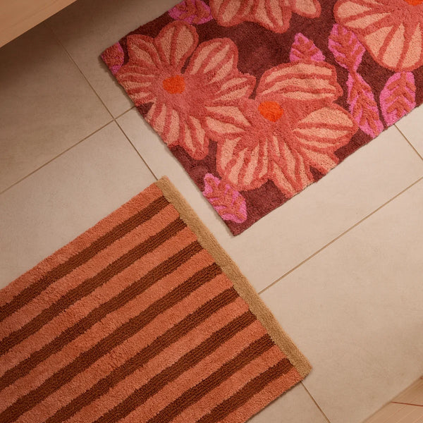 Stripe Terracotta Reversible Bath Mat