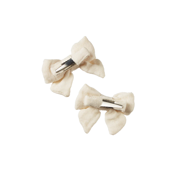 Small Bow Hair Clips 2 Pack Natural