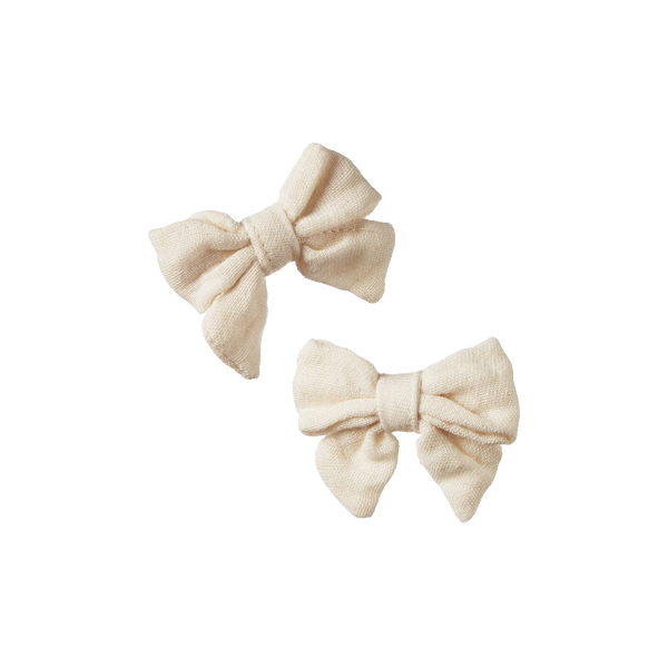 Small Bow Hair Clips 2 Pack Natural
