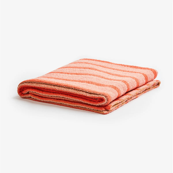 Boucle Stripe Red Pink Throw