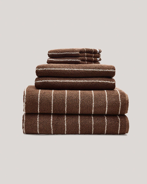 Bath Towels Hazelnut Pinstripe