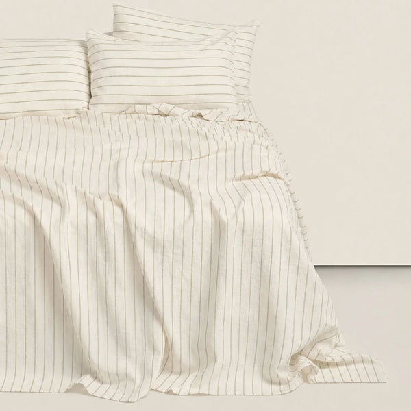 Duvet Cover in Sage Stripes