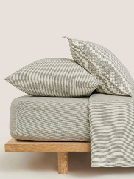 Linen Pillowcase Set of 2 in Pencil Stripes