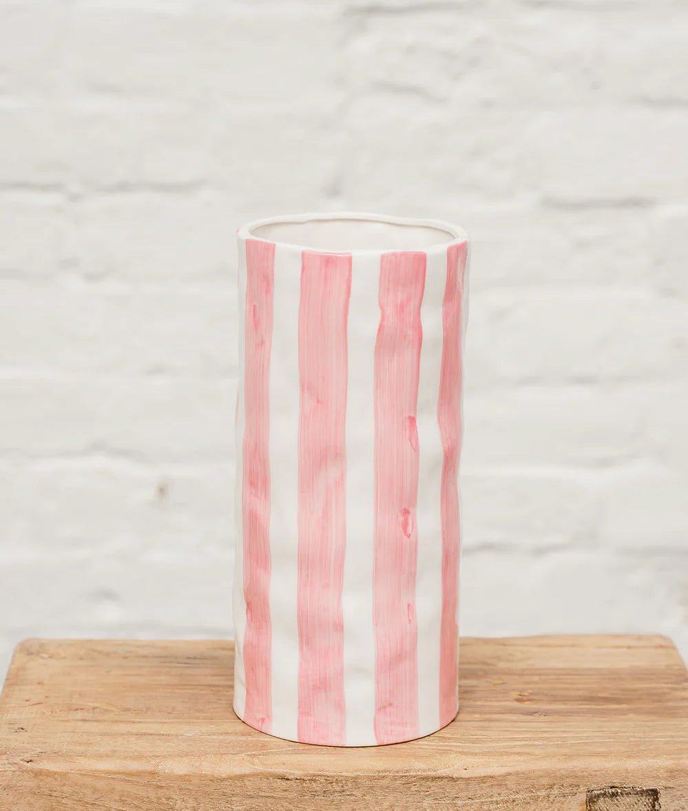 Large Pink Stripe Vase