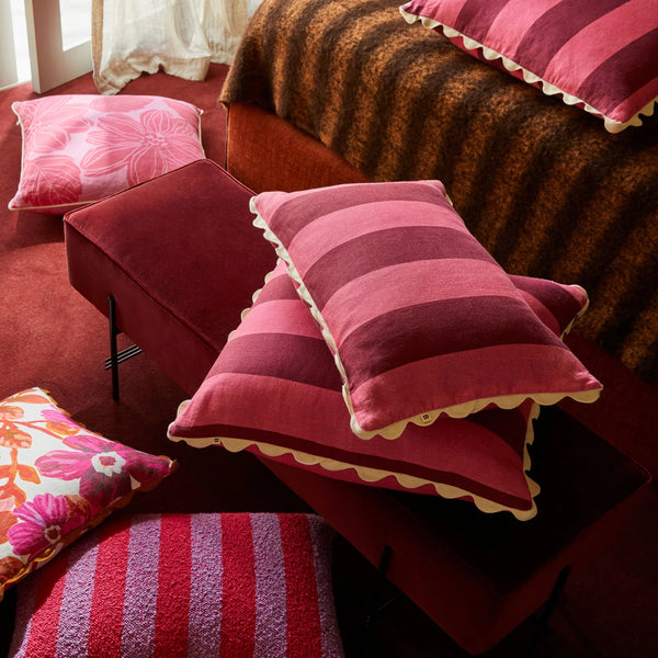 Big Stripe Cerise and Pink Cushion 60x40cm