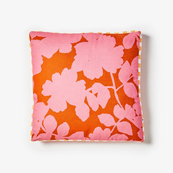 Carmine Pink Floral Cushion 50cmx50cm