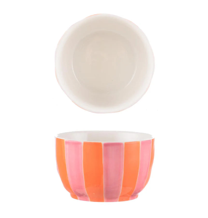 Medium Bowl Pink & Orange Stripe