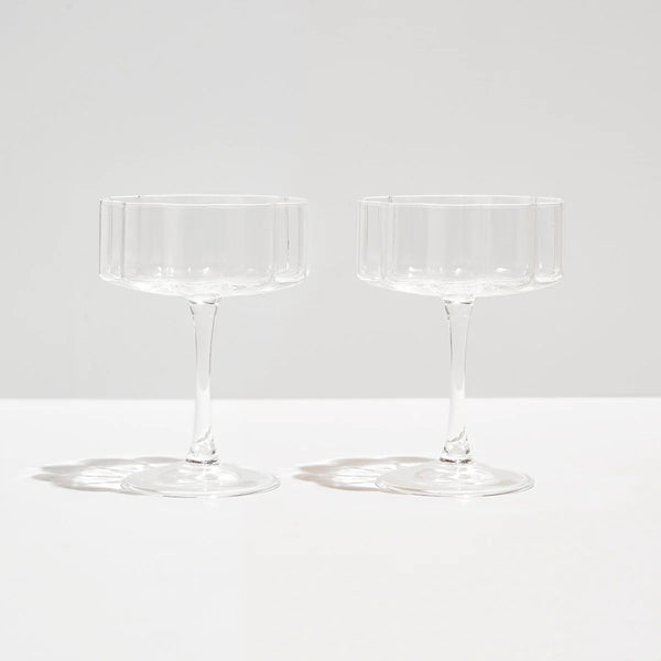 Two x Wave Coupe Glasses Clear
