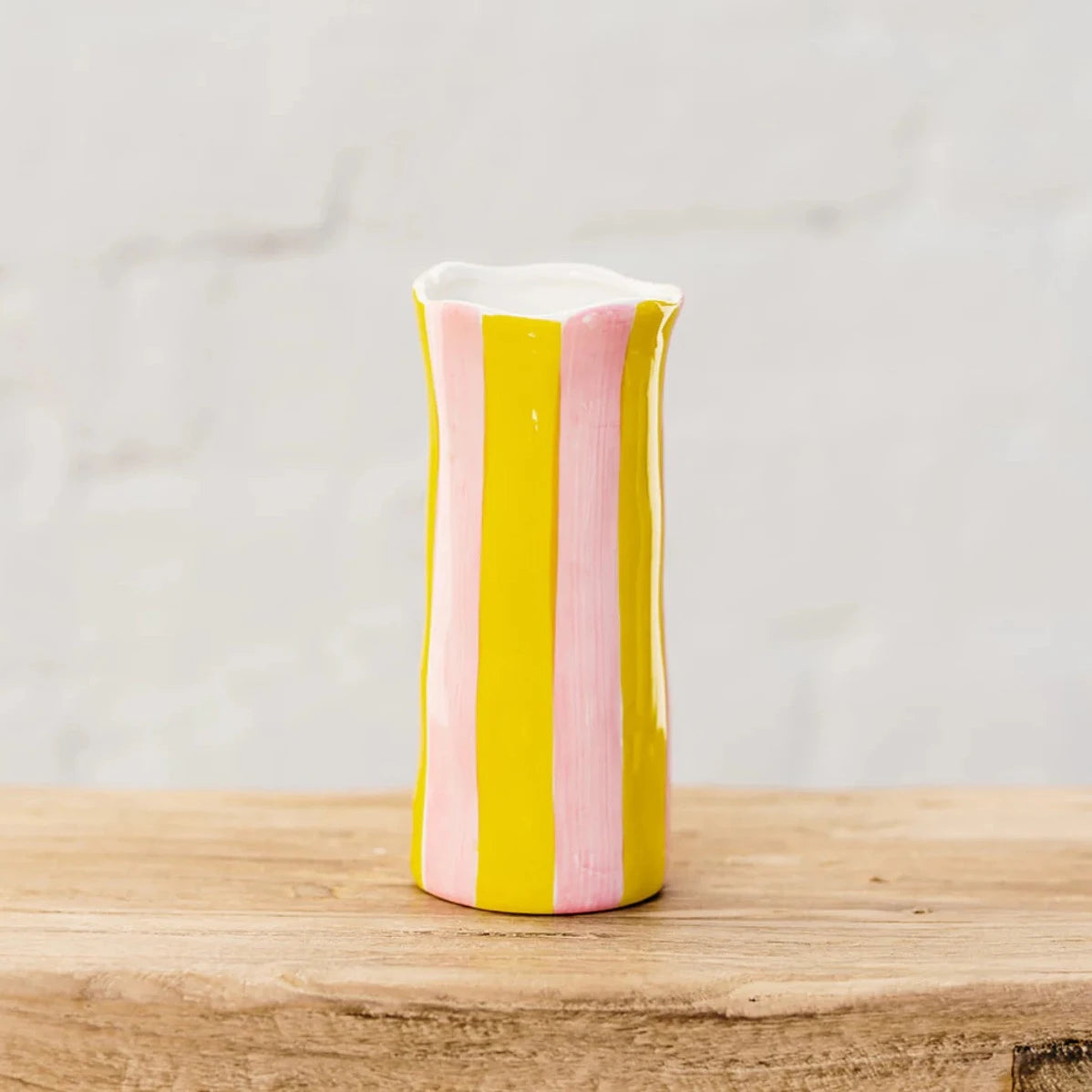 Small Pink & Yellow Stripe Vase