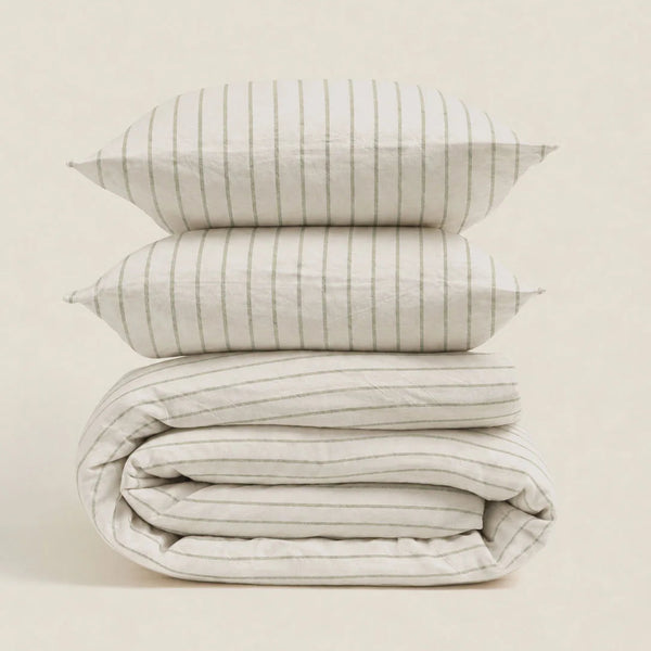 Duvet Cover in Sage Stripes