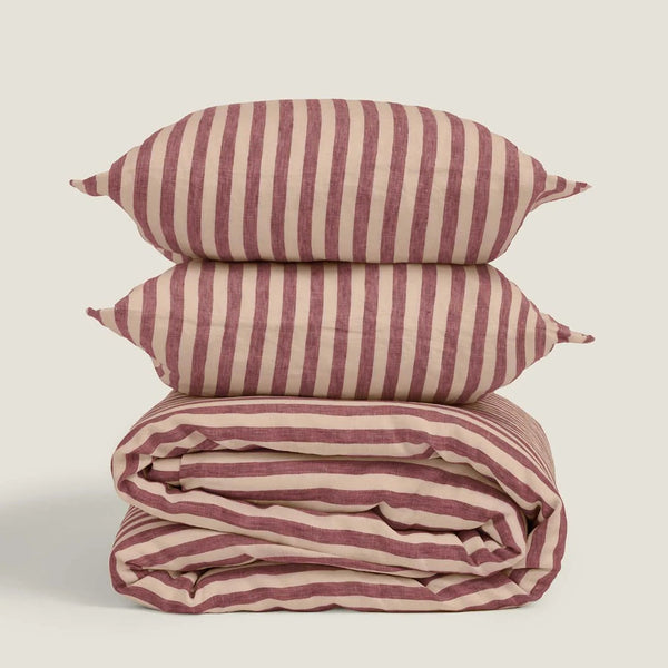 Duvet Cover in Berry Stripes