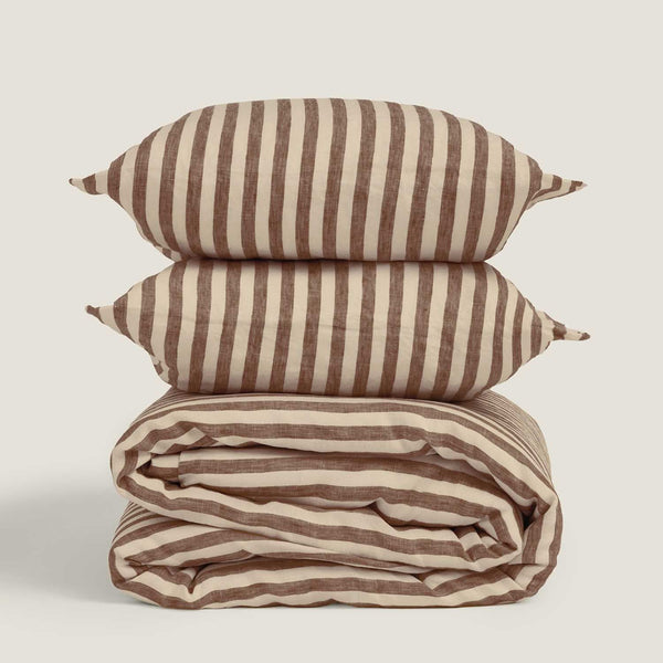 Duvet Cover in Chocolate Stripes